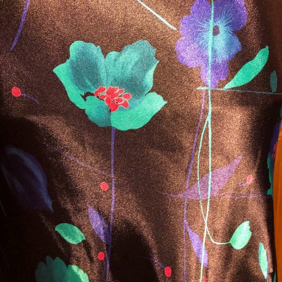 Black Floral Maxi Skirt ~ 1980s Pencil Skirt ~ Elastic Waist - Picture 5 of 5